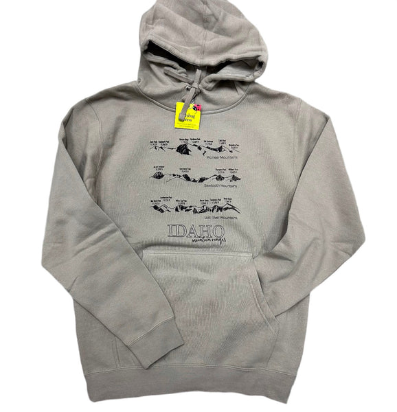 Idaho Ranges Hoodie, screen printed with eco-friendly waterbased inks, adult sizes