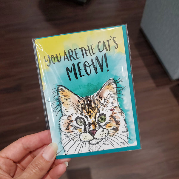 You are the cat's meow, letterpress printed greeting card