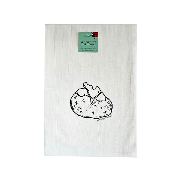 Idaho Spud Tea Towel, Hand drawn and Screen Printed flour sack towel