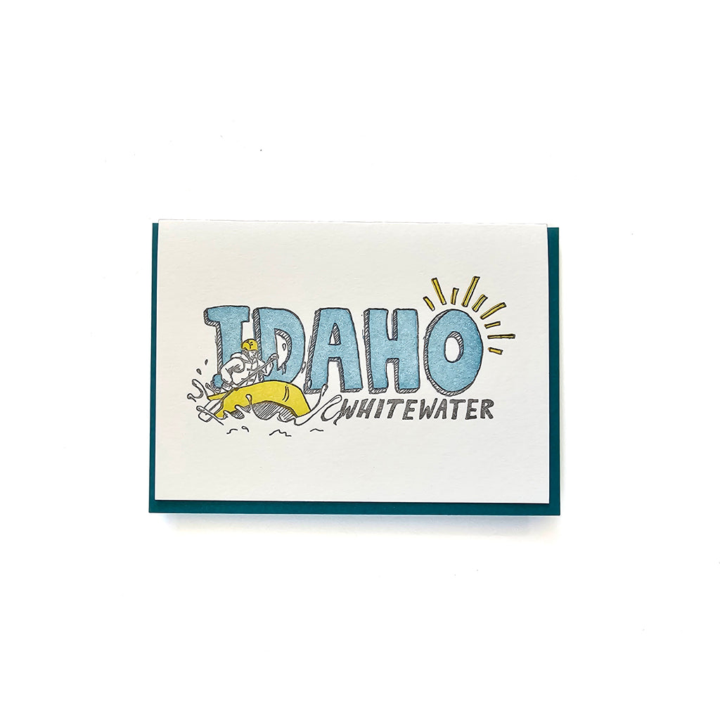 Idaho whitewater, letterpress printed, eco-friendly