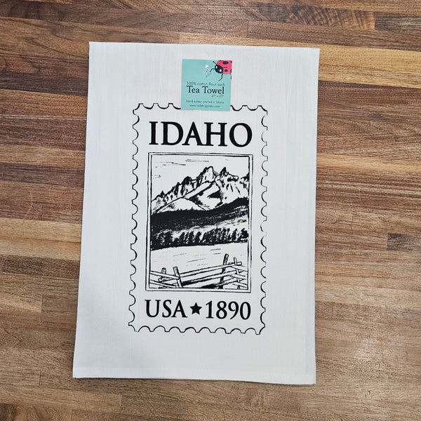 Idaho Postage Stamp Tea Towel, Screen Printed flour sack towel