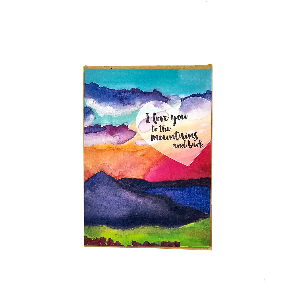 Love You to the Mountains and Back Greeting Card, Letterpress printed