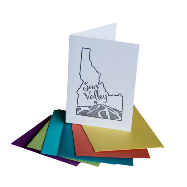 Sun Valley Idaho, Baldy Mountain letterpress printed card eco friendly