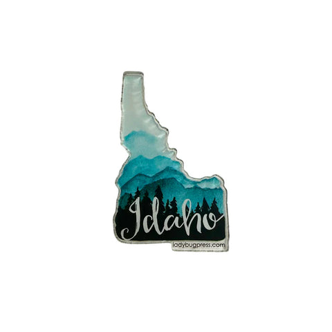 Acrylic Idaho Mountain and Trees Magnet