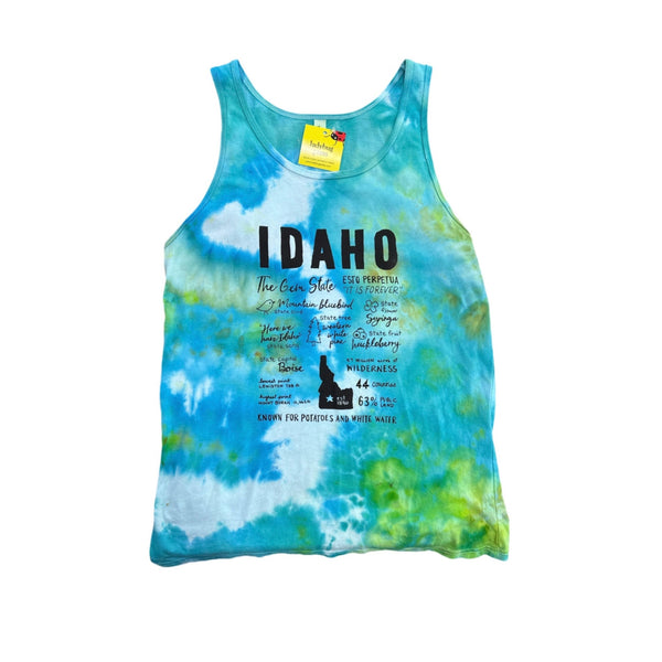 Ice Dyed Idaho Facts Tank Top, Adult Sizes