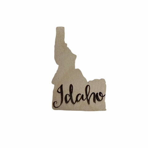 Idaho Script Wood Magnet
