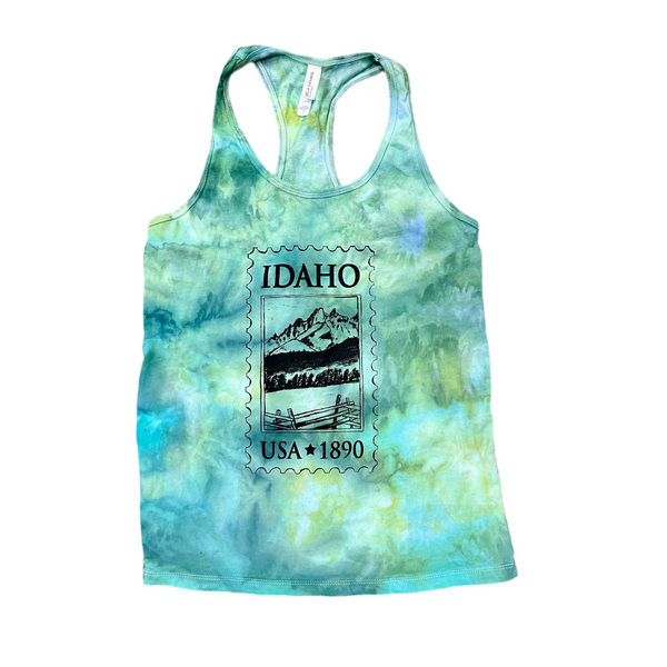 Ice Dyed Idaho Stamp Tank Top, Adult Sizes