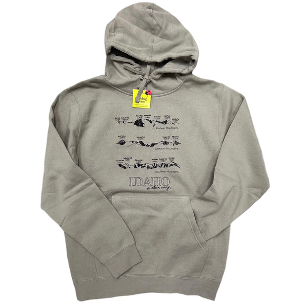 Idaho Ranges Hoodie, screen printed with eco-friendly waterbased inks, adult sizes