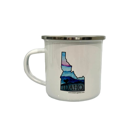 Idaho Heart Enamel Mug, watercolor