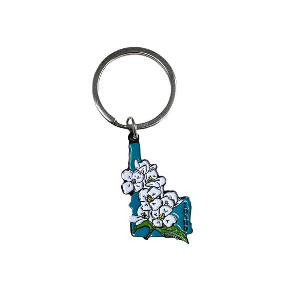 Idaho Syringa Enamel Keychain, Idaho’s State Flower