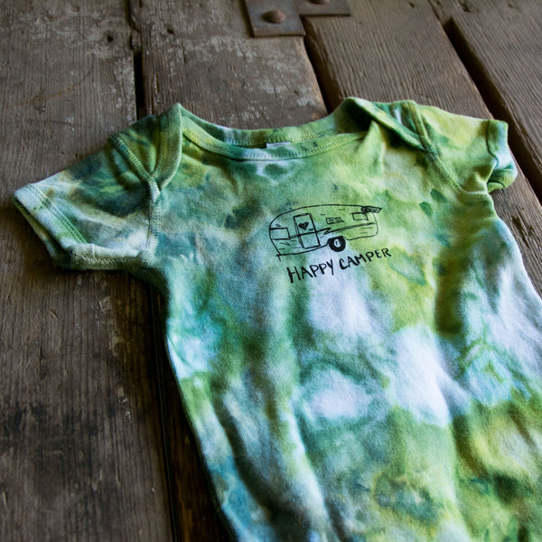 Ice Dyed Happy Camper Onesie