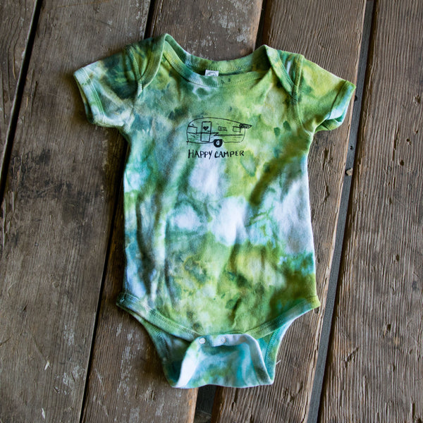 Ice Dyed Happy Camper Onesie