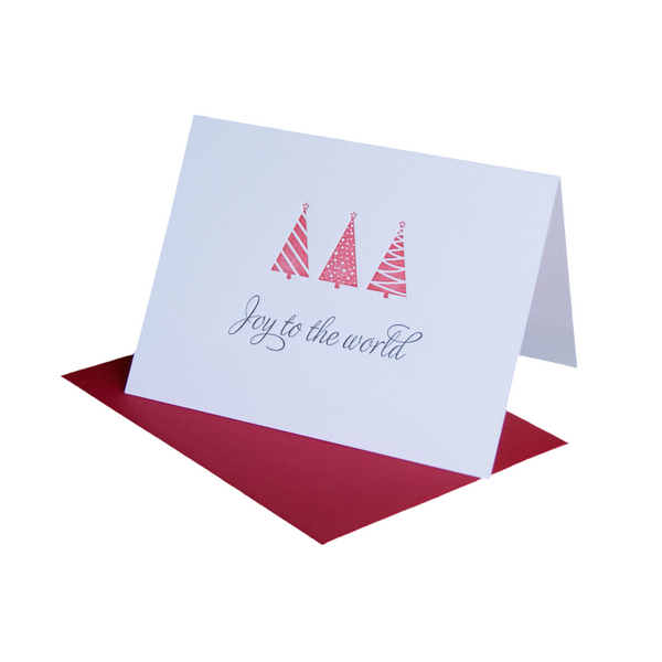 Joy to the World Holiday Card, Modern tree design