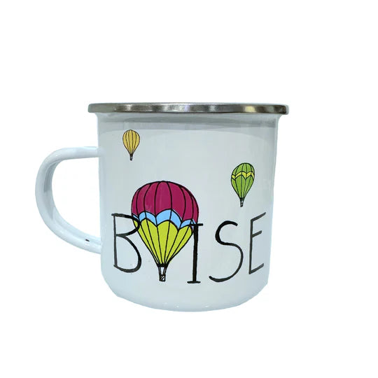Balloons Over Boise Watercolor Enamel Mug