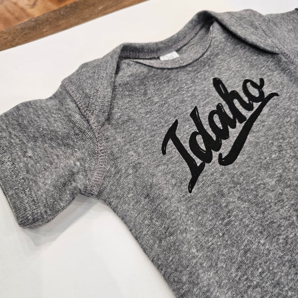 Retro Idaho Onesie, eco-friendly waterbased inks