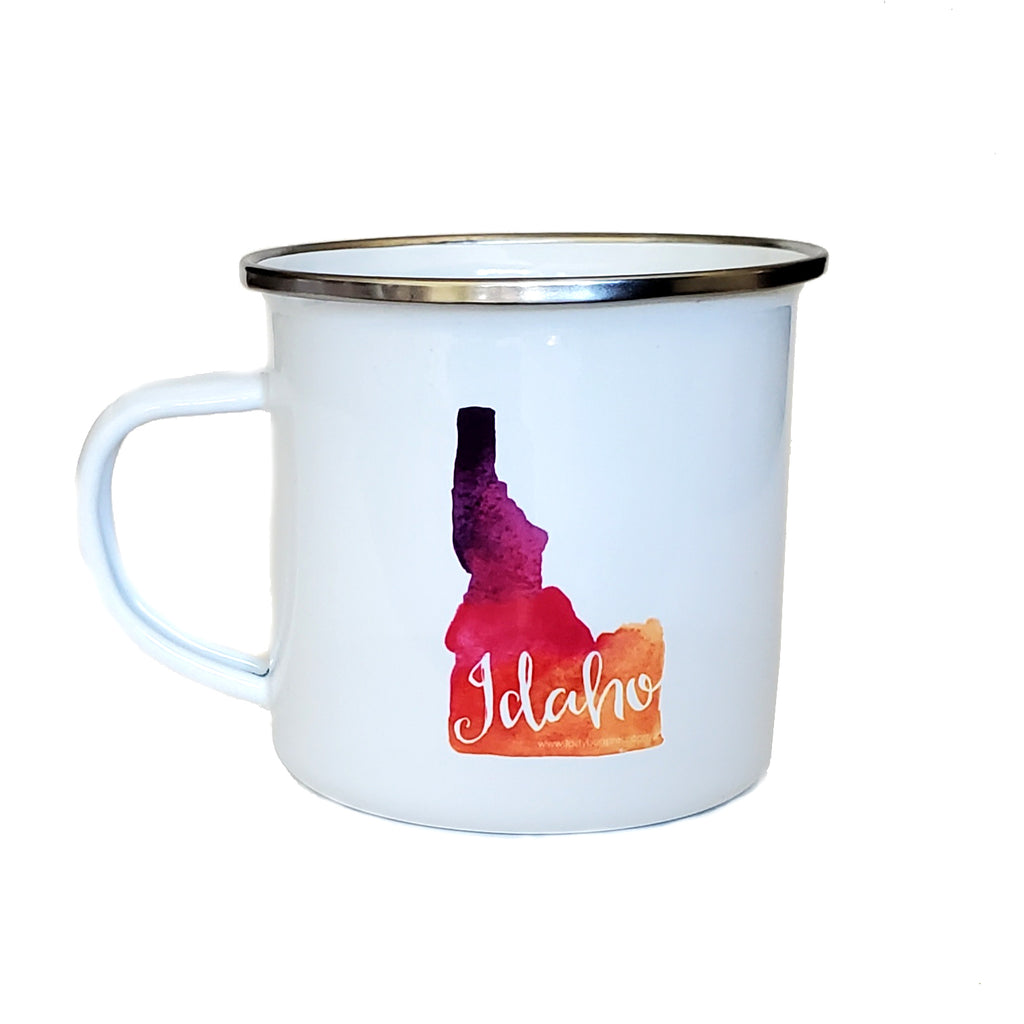 Idaho Watercolor Enamel Mug, watercolor