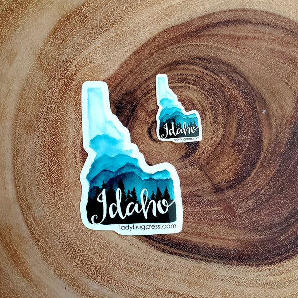 Idaho Mountains and Trees Watercolor Sticker