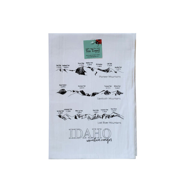 Idaho Mountain Ranges Tea Towel, flour sack dish towel