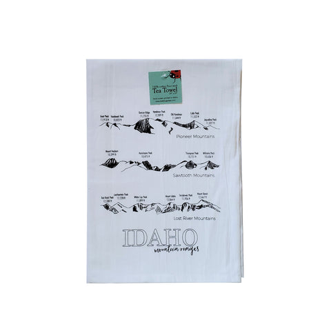 Idaho Mountain Ranges Tea Towel, flour sack dish towel