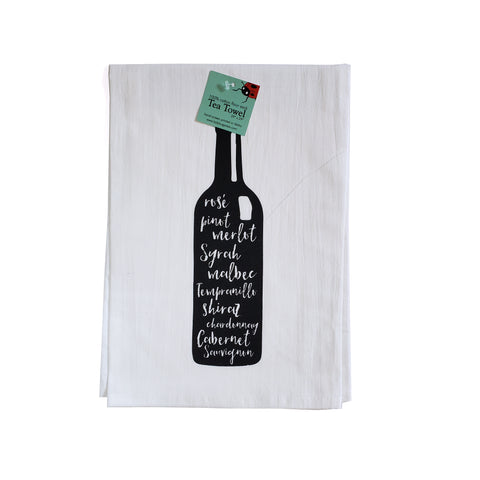 Wine Bottle Tea Towel, flour sack dish towel
