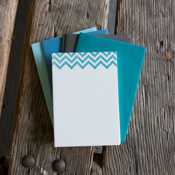 Classic Chevron Stationery Set, 10 pack, letterpress printed eco friendly