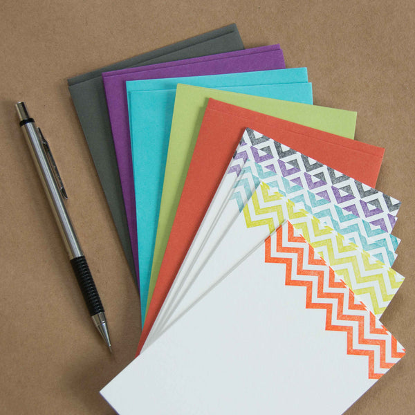 Classic Chevron Stationery Set, 10 pack, letterpress printed eco friendly