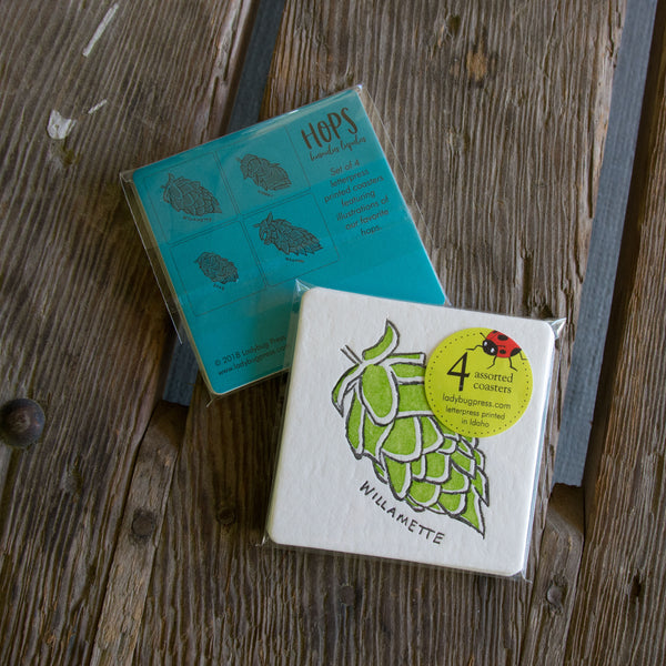Hops Coasters, set of 4 perfect gift for beer lover and brewer