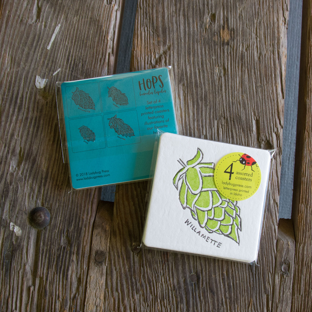 Hops Coasters, set of 4 perfect gift for beer lover and brewer