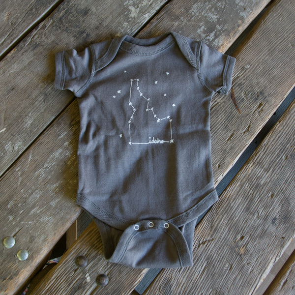 Idaho Constellation Onesie, eco-friendly waterbased inks