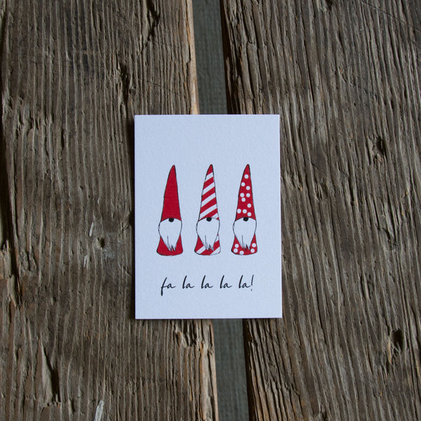 Fa la la Gnomes Gift Tag, 6 pack.