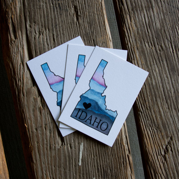 Idaho Heart Watercolor Gift Tags, 6pack.