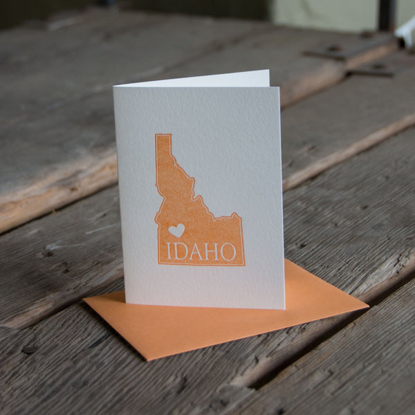Idaho Heart Card, watercolor letterpress printed eco friendly
