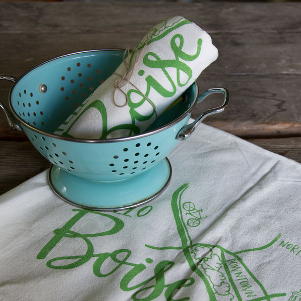 Boise Map Tea Towel, Screen Printed flour sack towel