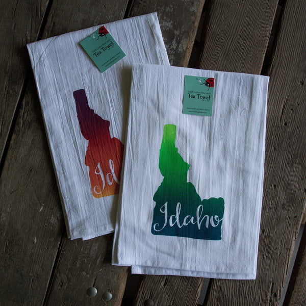 Idaho Tea Towel, Screen Printed flour sack towel