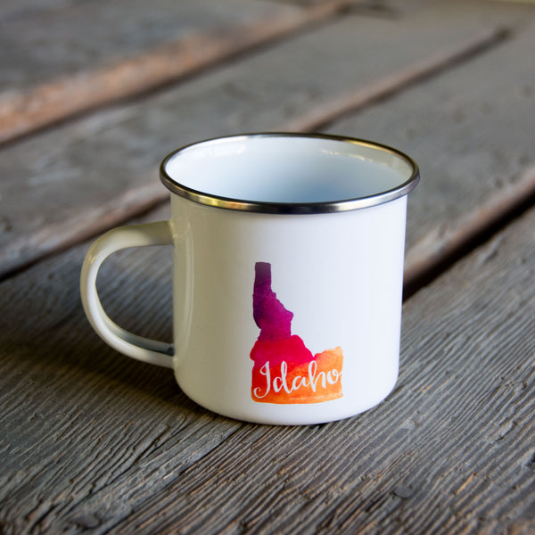 Idaho Watercolor Enamel Mug, watercolor