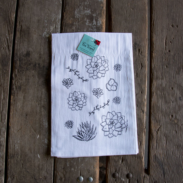 Succulent Tea Towel, flour sack towel