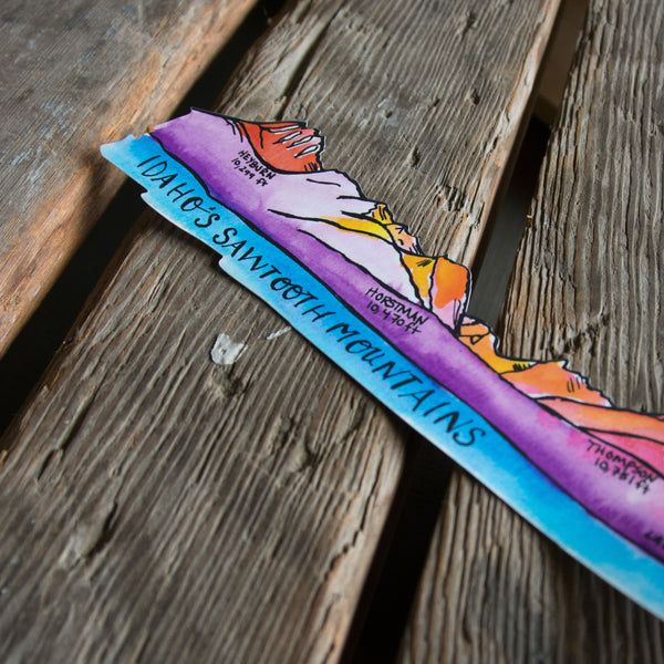 Sawtooth Mountain Range Watercolor Wrap Sticker