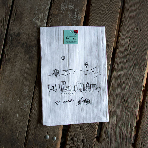 Boise Balloon Tea Towel, flour sack towel