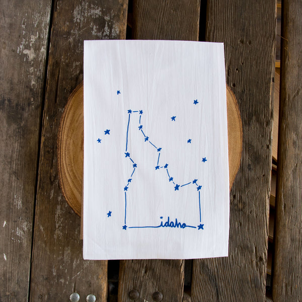 Idaho Constellation Tea Towel, Screen Printed flour sack towel