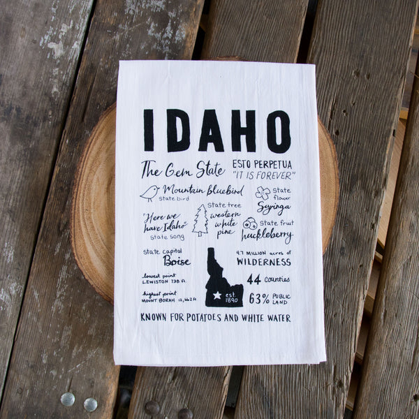 Idaho Facts Tea Towel, flour sack towel