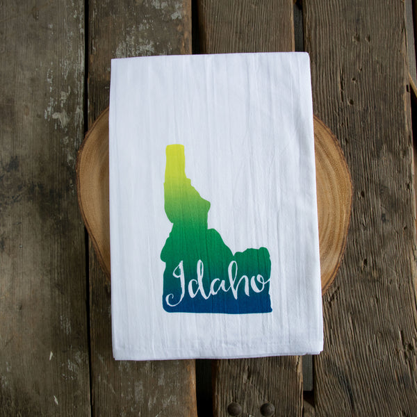 Idaho Tea Towel, Screen Printed flour sack towel