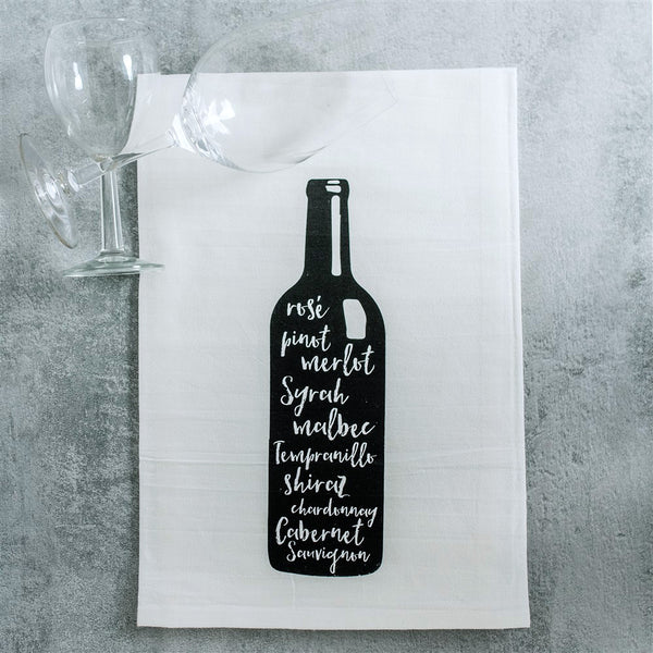 Wine Bottle Tea Towel, flour sack dish towel