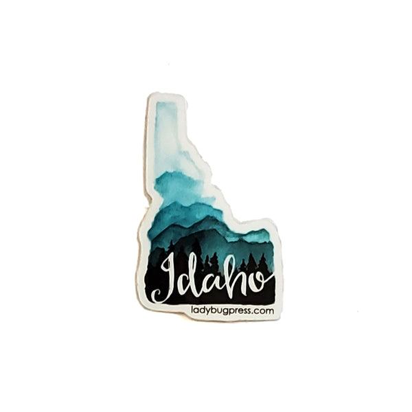 Idaho Mountains and Trees Watercolor Sticker