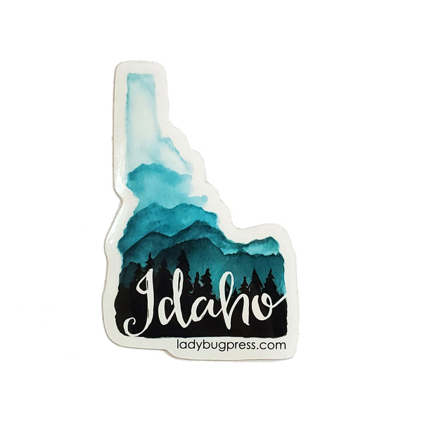 Idaho Mountains and Trees Watercolor Sticker