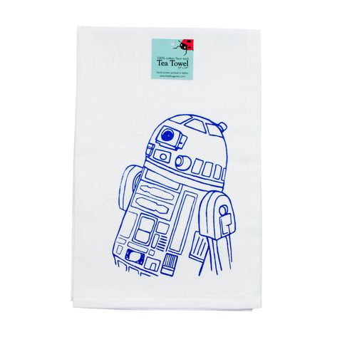 Droid Tea Towel, Screen Printed flour sack towel R2D2