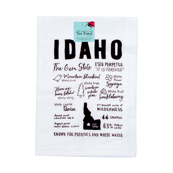 Idaho Facts Tea Towel, flour sack towel