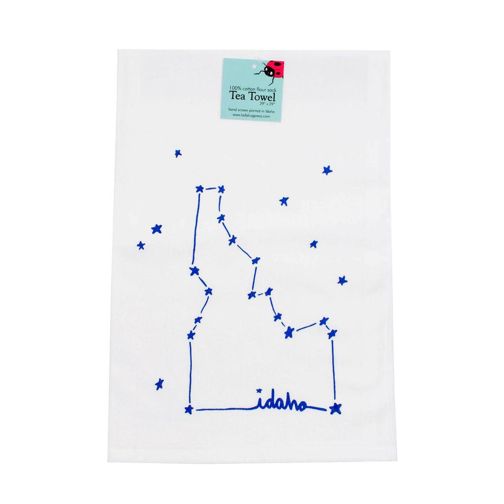 Idaho Constellation Tea Towel, Screen Printed flour sack towel